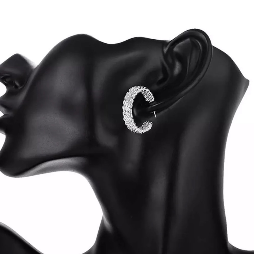 NEW 925 Sterling Silver Hoop Earrings - Picture 5 of 8